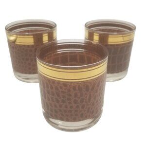 RARE Capri of California Whiskey Low Ball Glasses Barware Mid Century Set of 3